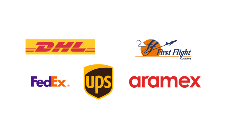 Logos of courier companies that sea prince logistics clears cargo for