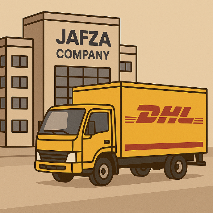 DHL truck delivering cargo to jafza company